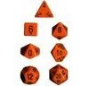 Chessex Dice - Opaque Orange With Black - Set Of 7 - CHX 25403