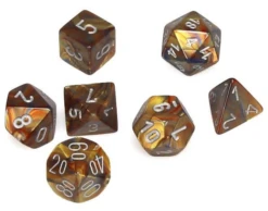Chessex Dice - Mini Lustrous Gold With Silver - Set Of 7 - CHX 20493