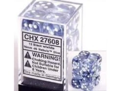 Chessex Dice - Nebula Black With White - Set Of 12 D6 - CHX 27608