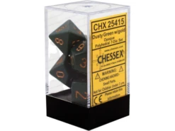 Chessex Dice - Opaque Dusty Green With Gold - Set Of 7 - CHX 25415