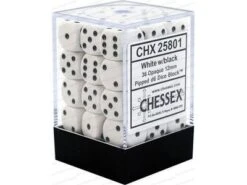 Chessex Dice - Opaque White With Black - Set Of 36 D6 - CHX 25801