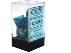 Chessex Dice - Gemini Blue-Teal With Gold - Set Of 7 - CHX 26459
