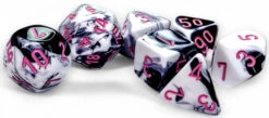 Chessex Dice - Gemini Black-White With Pink - Set Of 7 - CHX 26469