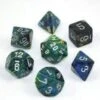 Chessex Dice - Festive Green With Silver - Set Of 7 - CHX 27445