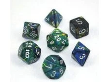 Chessex Dice - Festive Green With Silver - Set Of 7 - CHX 27445