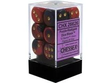 Chessex Dice - Gemini Purple-Red With Gold - Set Of 12 D6 - CHX 26626
