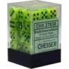 Chessex Dice - Vortex Bright Green With Black - Set Of 36 D6 - CHX 27830