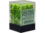 Chessex Dice - Vortex Bright Green With Black - Set Of 36 D6 - CHX 27830