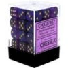 Chessex Dice - Borealis Royal Purple With Gold - Set Of 36 D6 - CHX 27867