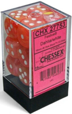 Chessex Dice - Luminary Festive Dahlia With White - Set Of 12 D6 - CHX 27753