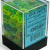 Chessex Dice - Luminary Gemini Plasma Green-Teal With Orange - Set Of 36 D6 - CHX 26870