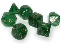 Chessex Dice - Vortex Green With Gold - Set Of 7 - CHX 27435