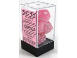 Chessex Dice - Ghostly Glow Pink With Silver - Set Of 7 - CHX 27524