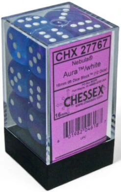 Chessex Dice - Nebula Aura With White - Set Of 12 D6 - CHX 27767