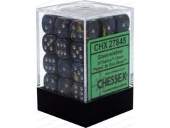 Chessex Dice - Festive Green With Silver - Set Of 36 D6 - CHX 27845