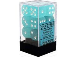 Chessex Dice - Frosted Teal With White - Set Of 12 D6 - CHX 27605