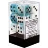 Chessex Dice - Gemini Teal-White With Black - Set Of 12 D6 - CHX 26644