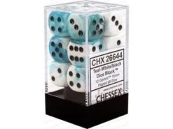 Chessex Dice - Gemini Teal-White With Black - Set Of 12 D6 - CHX 26644