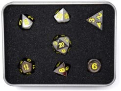 Die Hard Dice - RPG Metal Sinister Chrome With Yellow - Set Of 7