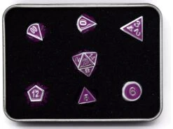 Die Hard Dice - Gothica Metal Shiny Silver With Light Purple - Set Of 7