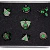 Die Hard Dice - RPG Metal Sinister Chrome With Green - Set Of 7
