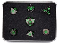 Die Hard Dice - RPG Metal Sinister Chrome With Green - Set Of 7