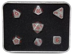 Die Hard Dice - Forge Metal Raw Steel With Dark Red - Set Of 7