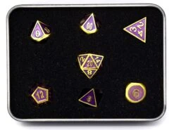 Die Hard Dice - Metal Gemstone Gold Amethyst - Set Of 7