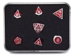 Die Hard Dice - Metal Gemstone Shiny Silver Ruby - Set Of 7