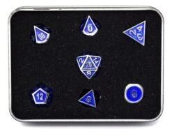 Die Hard Dice - Metal Gemstone Silver Sapphire - Set Of 7