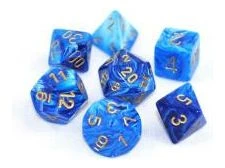 Chessex Dice - Vortex Blue With Gold - Set Of 7 - CHX 27436