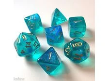 Chessex Dice - Borealis Teal With Gold - Set Of 7 - CHX 27486
