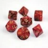 Chessex Dice - Vortex Burgandy With Gold - Set Of 7 - CHX 27434