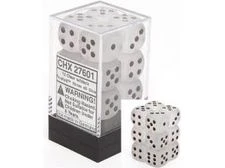 Chessex Dice - Frosted Clear With Black - Set Of 12 D6 - CHX 27601