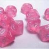 Chessex Dice - Borealis Pink With Silver - Set Of Ten D10 - CHX 27204