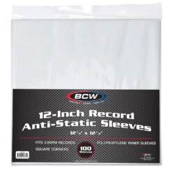 BCW - Inner Record Sleeves - Anti-static - 12" - Package Of 100