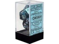 Chessex Dice - Gemini Black-Shell With White - Set Of 7 - CHX 26446