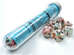 Chessex Dice - Lab Dice - Heavy 7-Die Set - Sea/Shell Black Luminary