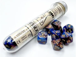 Chessex Dice - Lab Dice - Heavy 7-Die Set - Azurite/Gold Luminary