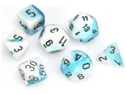 Chessex Dice - Gemini Teal-White With Black - Set Of 7 - CHX 26444