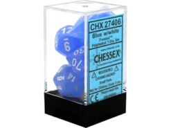 Chessex Dice - Frosted Blue With White - Set Of 7 - CHX 27406