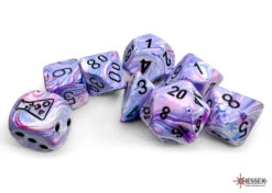 Chessex Dice - Lab Dice - 7-Die Set - Festive - Polyhedral Hydrangea With Black