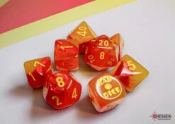 Chessex Dice - Lab Dice - 7-Die Set - Gemini - Polyhedral Gellow - Red Yellow Luminary