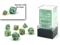 Chessex Dice - Mini Marble Green With Dark Green - Set Of 7 - CHX 20409