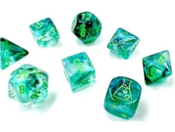 Chessex Dice - Lab Dice - Heavy 7-Die Set - Kelp/Light Green Luminary
