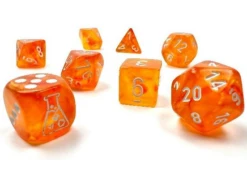 Chessex Dice - Lab Dice - Heavy 7-Die Set - Blood/Orange White Luminary