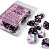 Chessex Dice - Gemini Black-White With Pink - Set Of 10 D10 - CHX 26269