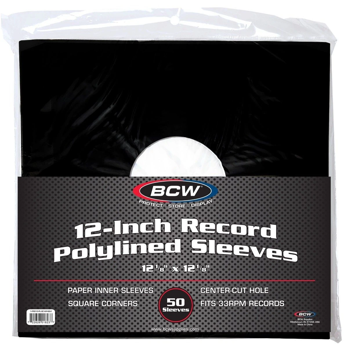 BCW - Black Paper Record Sleeves Polylined With Hole - 12 1/8" X 12" - Package Of 50 1 BCW - Black Paper Record Sleeves Polylined With Hole - 12 1/8" X 12" - Package Of 50