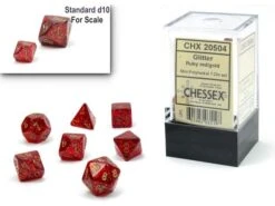 Chessex Dice - Mini Glitter Ruby With Gold - Set Of 7 - CHX 20504